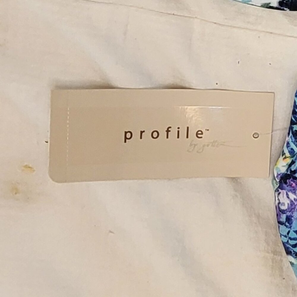 NWT Profile Blue Aqua Green Purple Print over Black 2 Piece Bikini Set - 8 - Picture 10 of 10